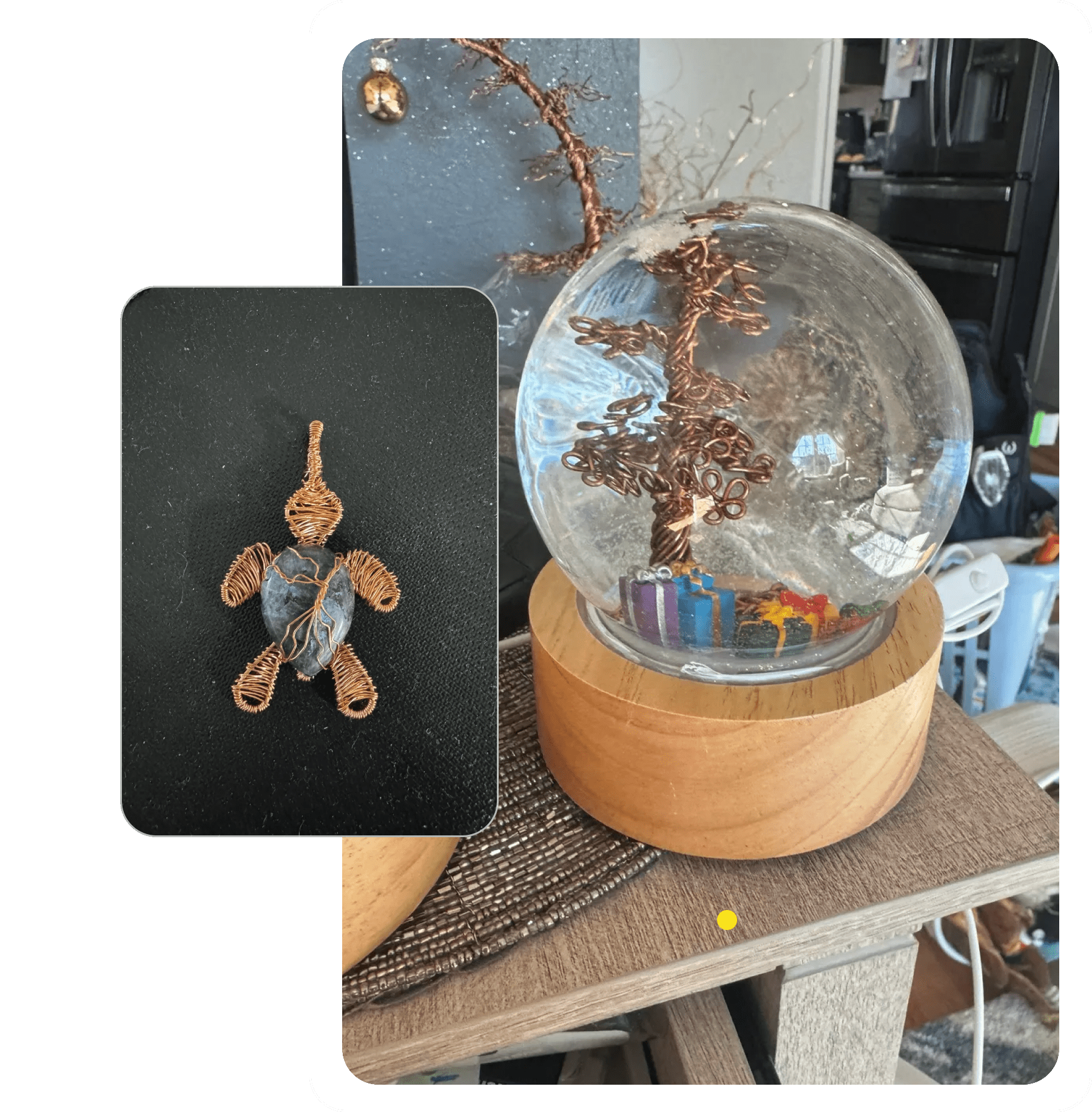 Decorative turtle charm and glass ornament
